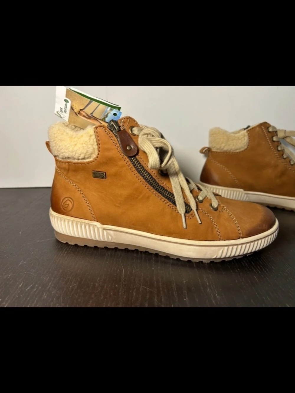 Remonte Maditta D0770 Sherpa Cuff Brown Leather Sneaker Boots Womans EU 39/US 8